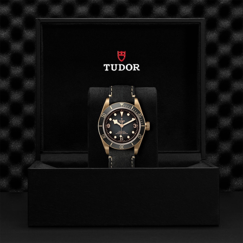 Tudor Black Bay Bronze Men's Grey Leather Strap Watch