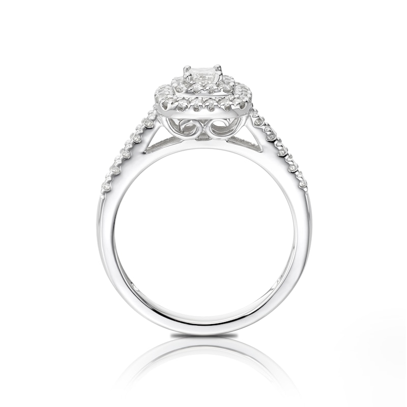 18ct White Gold 0.50ct Total Diamond Princess Halo Ring