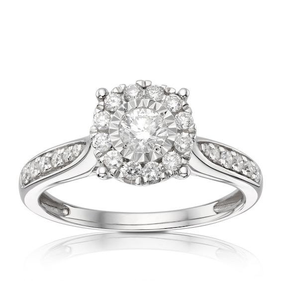 9ct White Gold 0.50ct Diamond Illusion Cluster Ring