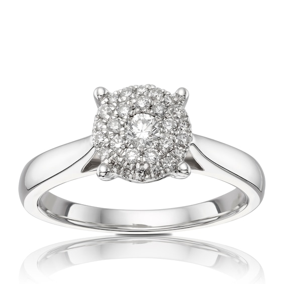 Engagement Ring 18ct White Gold Cluster 0.25ct Diamond Ring