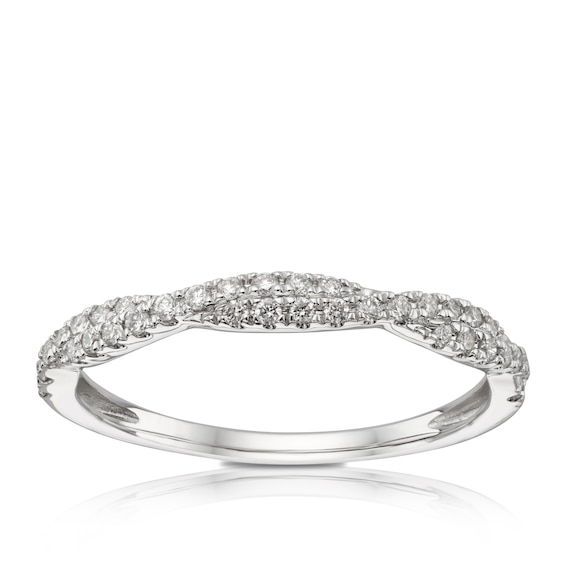 18ct White Gold 0.15ct Total Diamond Twisted Eternity Ring