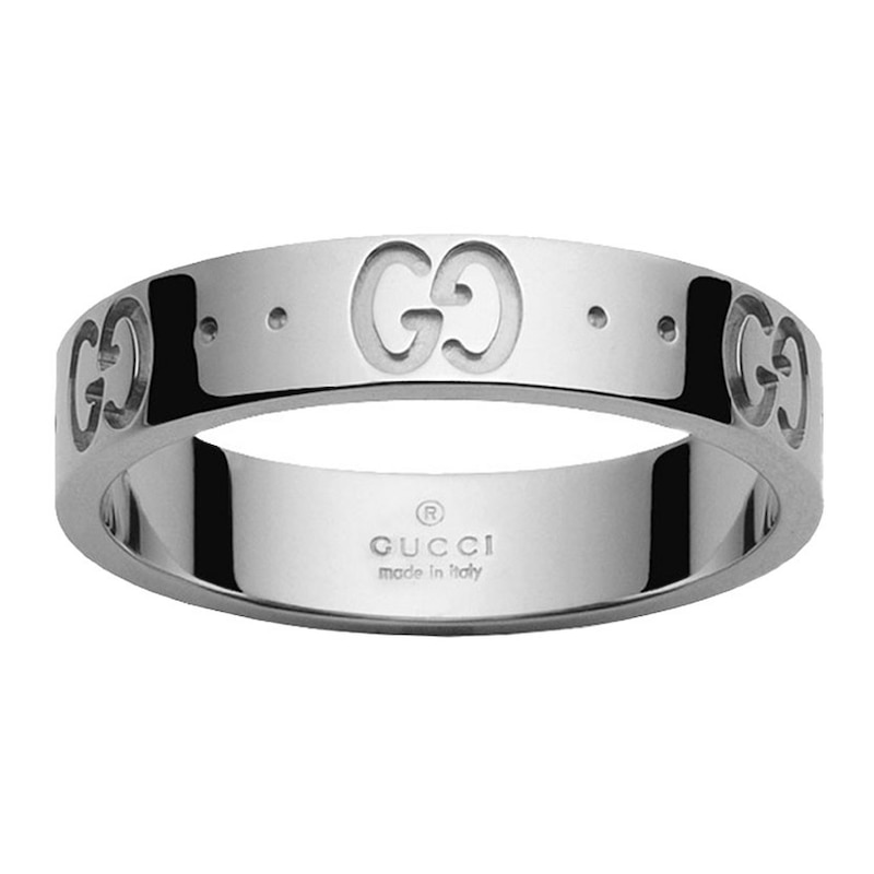 Main Image 1 of Gucci Icon 18ct White Gold Thin Ring (Size K-L)