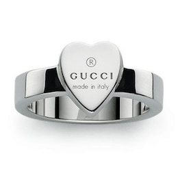 Gucci Trademark Engraved Heart Silver O-P Ring