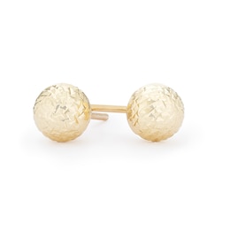 9ct Yellow Gold 6mm Textured Sphere Stud Earrings