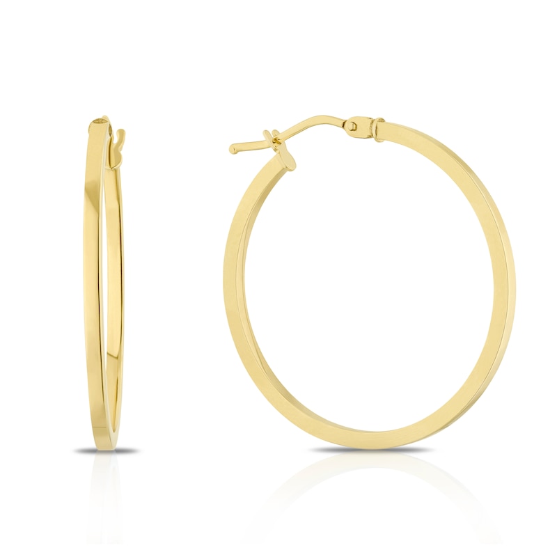 Main Image 1 of 9ct Yellow Gold 25mm Square Tube Hoop Earrings