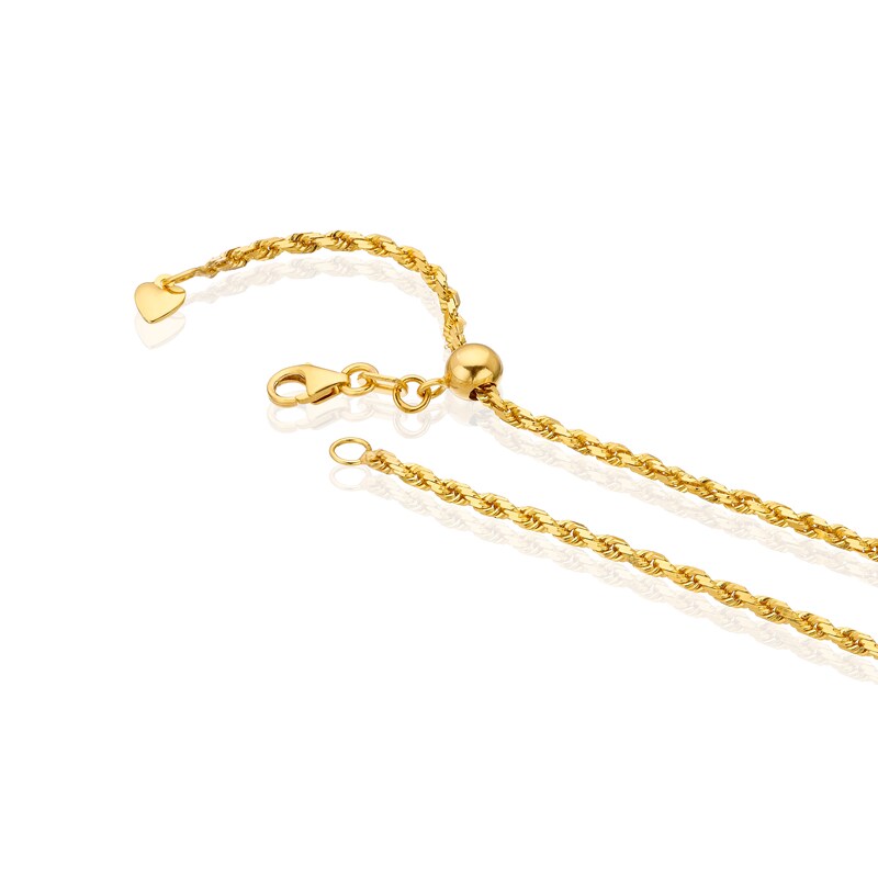 9ct Yellow Gold 24 Inch Adjustable Rope Chain
