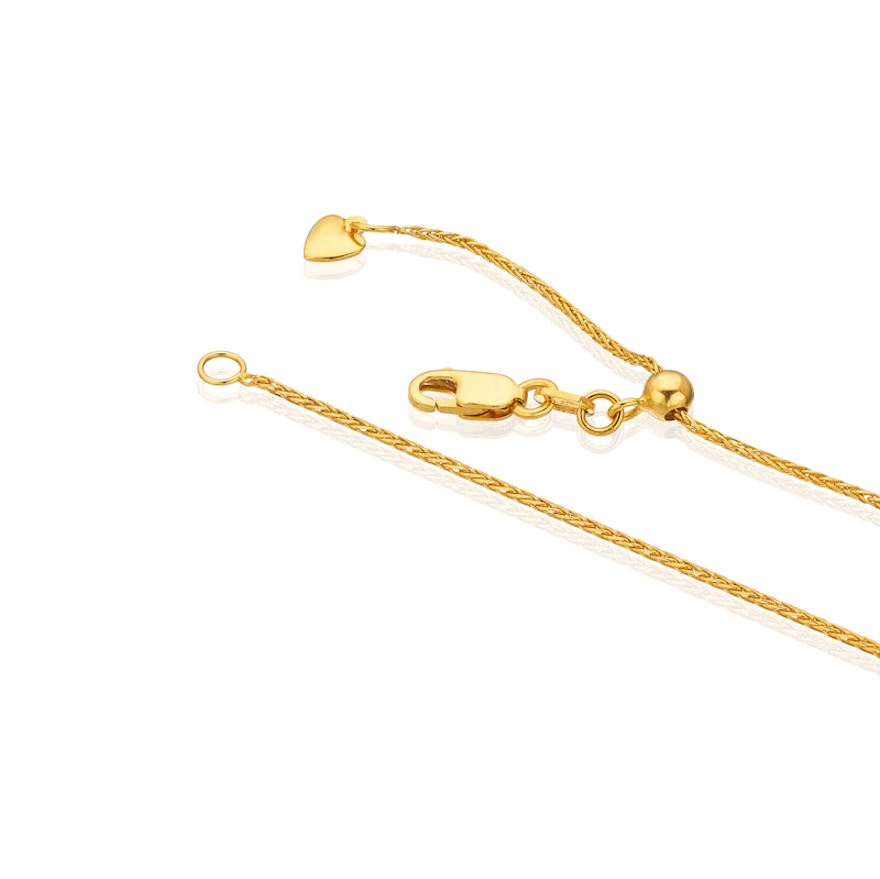9ct Yellow Gold 20 Inch Adjustable Bead Station Spiga Chain