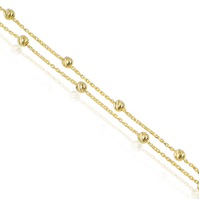 9ct Yellow Gold 8 Inch Bead Double Strand Bracelet