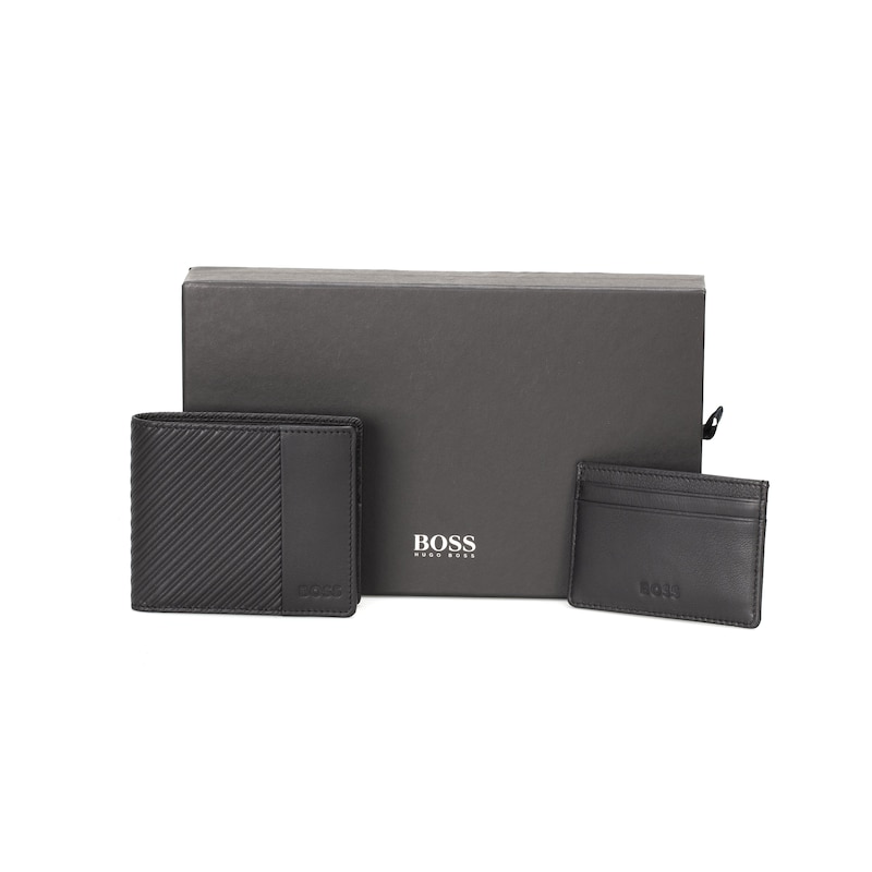 Main Image 1 of BOSS Men's Black Leather Card & Wallet Gift Set