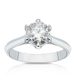 Engagement Ring 14ct White Gold 1.50ct Total Diamond Six Claw Solitaire Ring