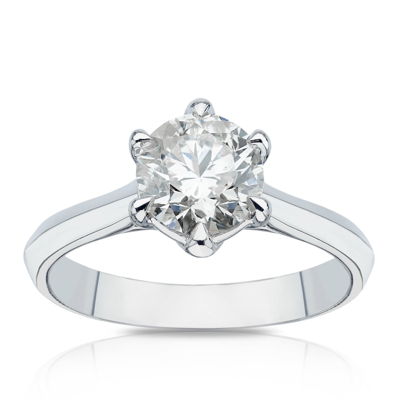Main Image 1 of Engagement Ring 14ct White Gold 1.50ct Total Diamond Six Claw Solitaire Ring