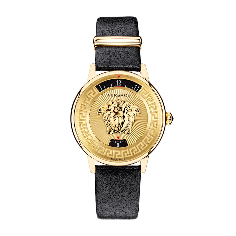 Versace Medusa Icon Men's Black Leather Strap Watch