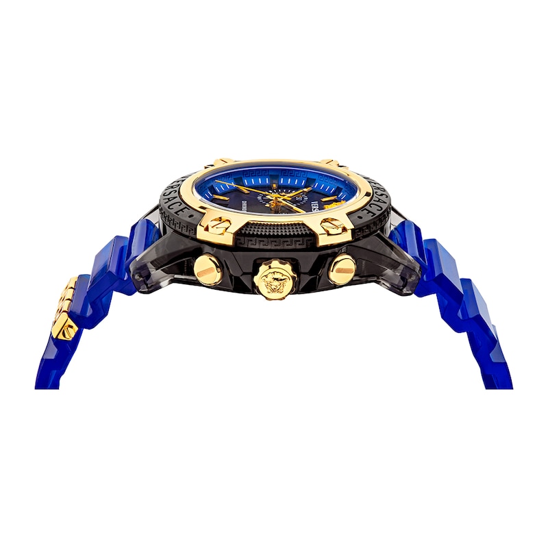Versace Greca Logo Chronograph Blue Plastic Strap Watch