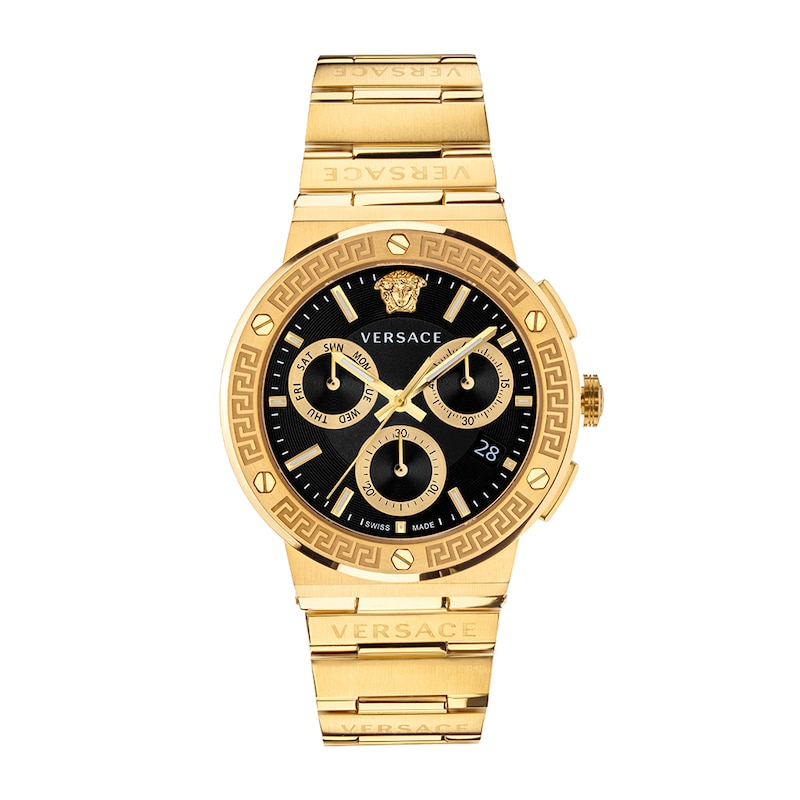 Versace Greca Logo Chronograph GoldTone Bracelet Watch Ernest Jones