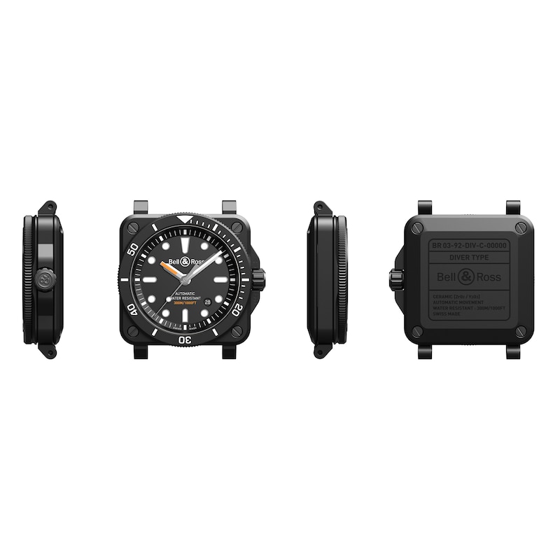 Bell & Ross BR-03 Diver Men's Matte Black Rubber Strap Watch