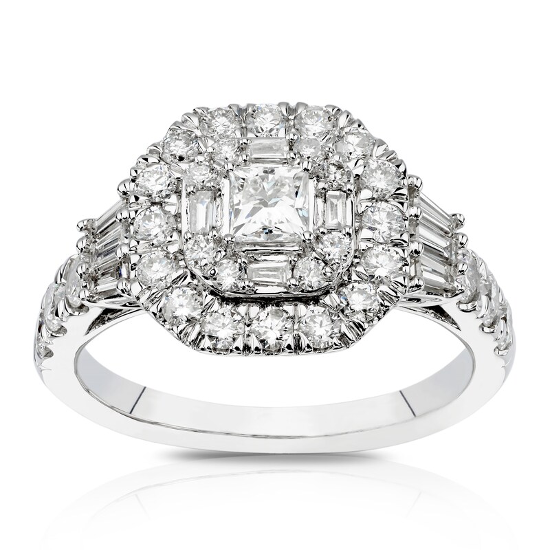 18ct White Gold 1.25ct Diamond Octagon Halo Ring