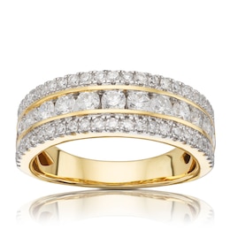 18ct Yellow Gold Channel Triple Row 1ct Diamond Ring