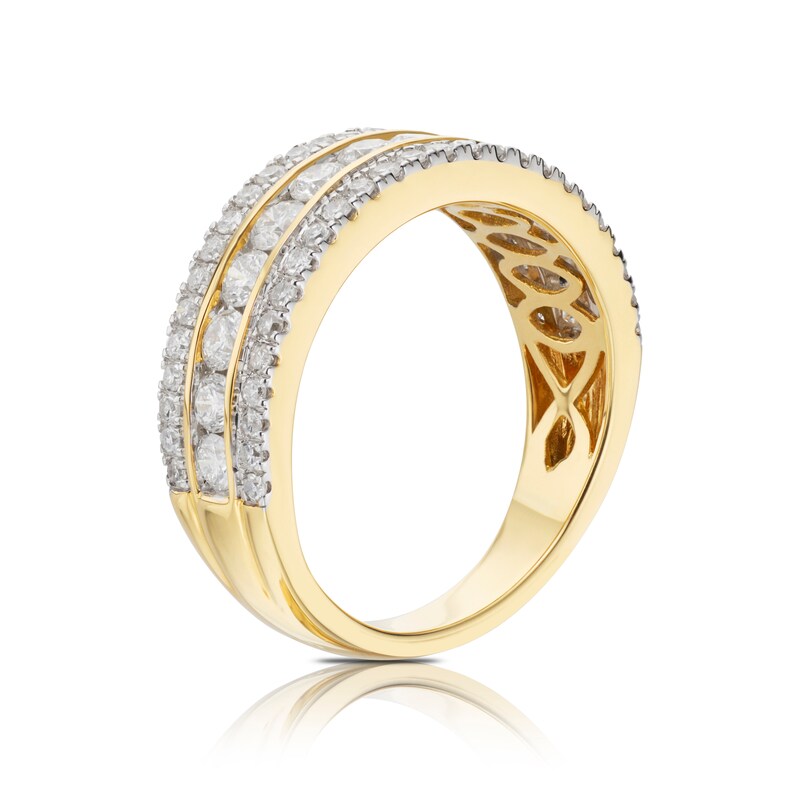 Main Image 2 of 18ct Yellow Gold 1ct Diamond Channel Triple Row Ring