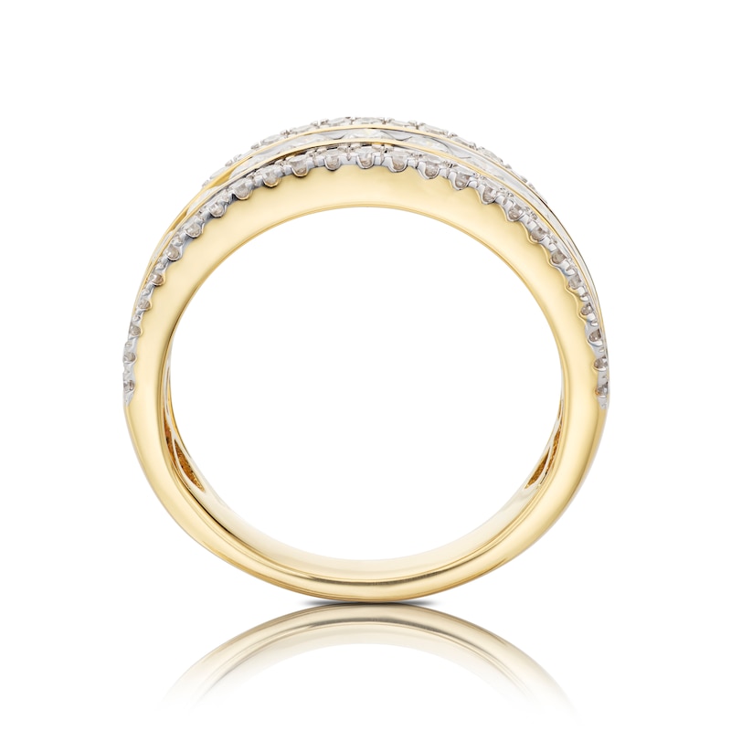 Main Image 3 of 18ct Yellow Gold 1ct Diamond Channel Triple Row Ring