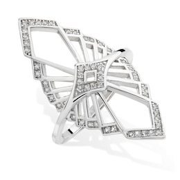 Lucy Quartermaine Art Deco Silver White Topaz Ring