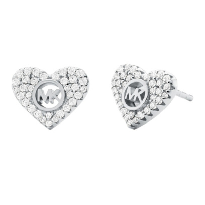 Main Image 1 of Michael Kors Love Silver Zirconia Heart Stud Earrings