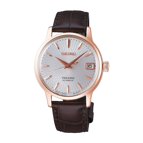 Women's Seiko Presage Cocktail Time Leather Strap Watch