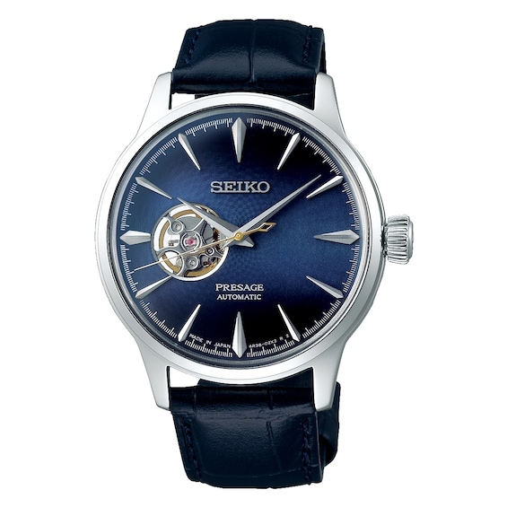 Seiko Presage Blue Moon Men’s Leather Strap Watch