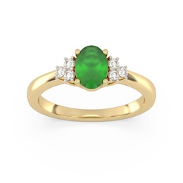 18ct Yellow Gold Emerald & 0.16ct Diamond Ring