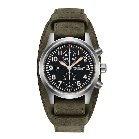 Hamilton Khaki Field Men’s Green Leather Strap Watch