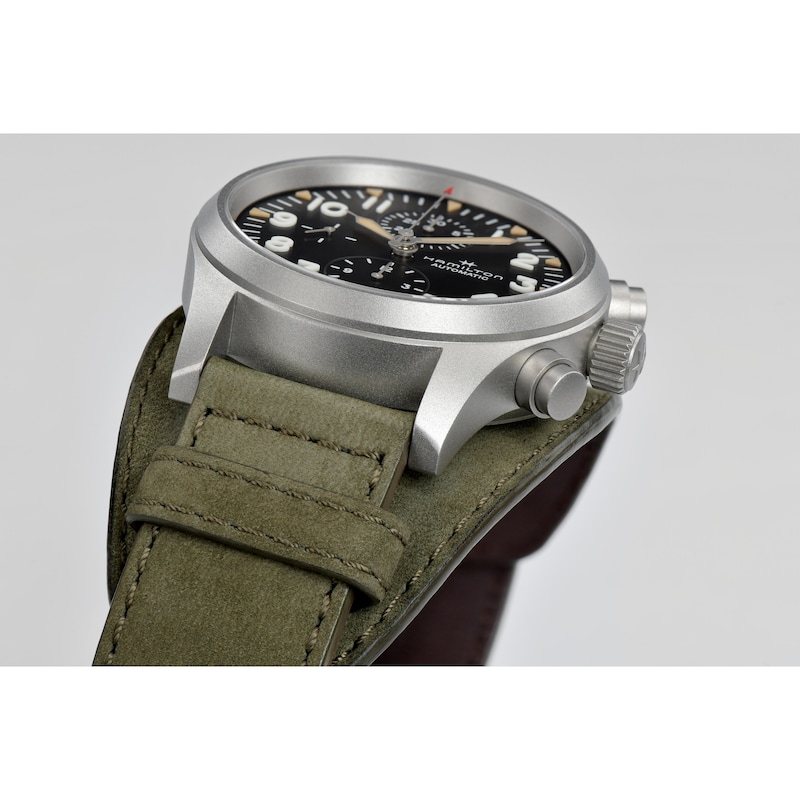 Hamilton Khaki Field Men's Green Leather Strap Watch