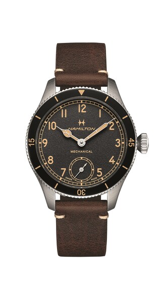 Hamilton Pilot Pioneer Brown Leather Strap Watch