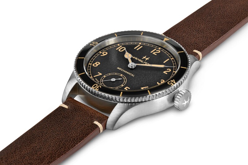 Hamilton Pilot Pioneer Brown Leather Strap Watch