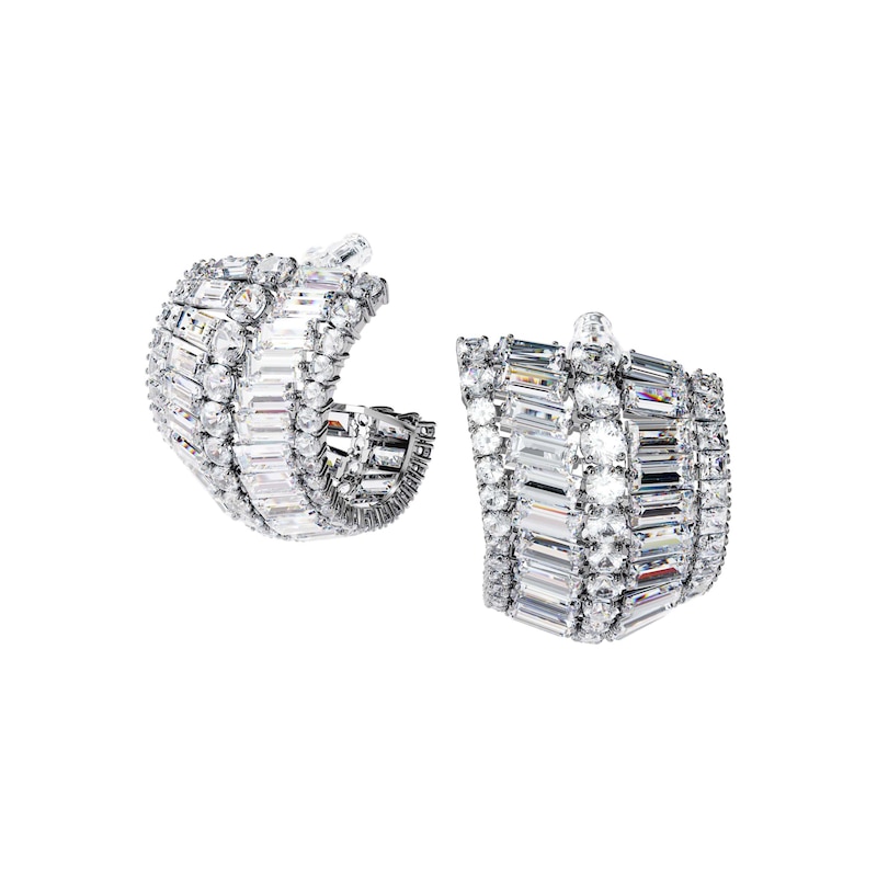 Swarovski Hyperbola Rhodium Plated Crystal Curve Earrings