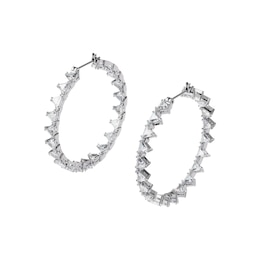 Swarovski Millenia Rhodium Plated Crystal Triangle Hoops