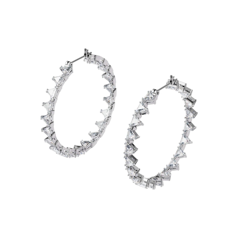Main Image 1 of Swarovski Millenia Rhodium Plated Crystal Triangle Hoops