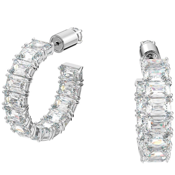 Swarovski Millenia Rhodium Plated Crystal Hoop Earrings