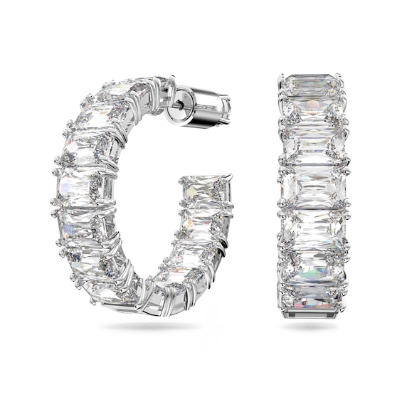 Swarovski Millenia Rhodium Plated Crystal Hoop Earrings