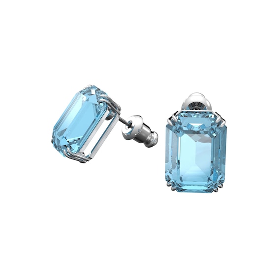Swarovski Millenia Rhodium Plated Blue Crystal Studs