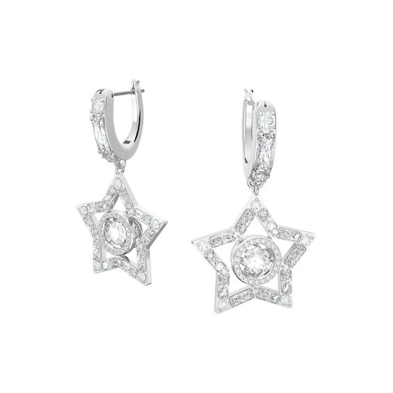 Swarovski Stella Rhodium-Plated Crystal Star Earrings