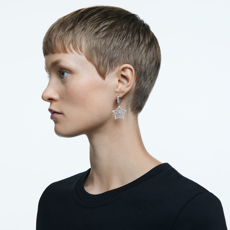 Swarovski Stella Rhodium-Plated Crystal Star Earrings