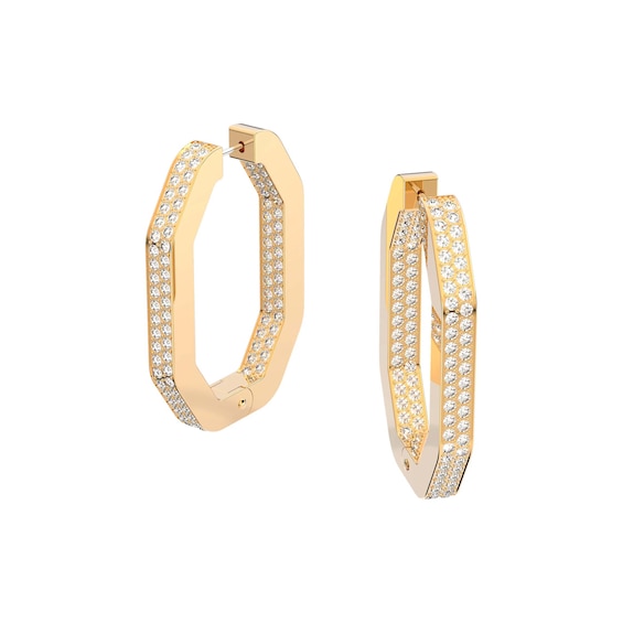 Swarovski Dextera Gold Plated Crystal Large Hoop Earrings