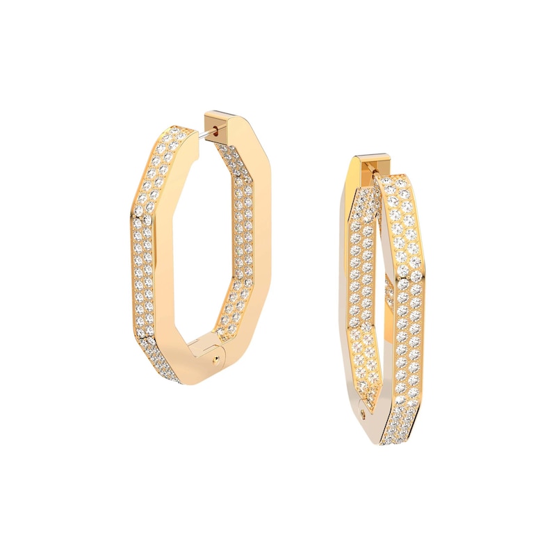 Main Image 1 of Swarovski Dextera Gold Plated Crystal Large Hoop Earrings