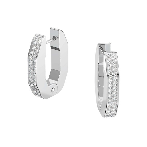Women's Swarovski Dextera Rhodium Plated Small Hoop Earrings