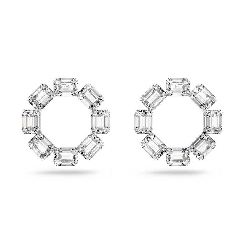 Main Image 1 of Swarovski Millenia Crystal Octagon Hoop Earrings