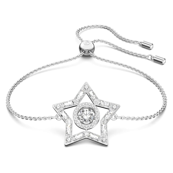 Women's Swarovski Stella Rhodium Plated 7" Star Bracelet