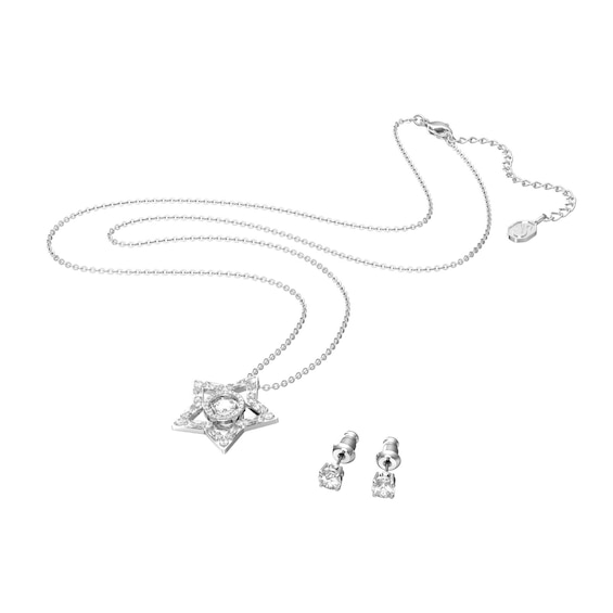 Swarovski Stella Rhodium-Plated Crystal Star Pendant Set