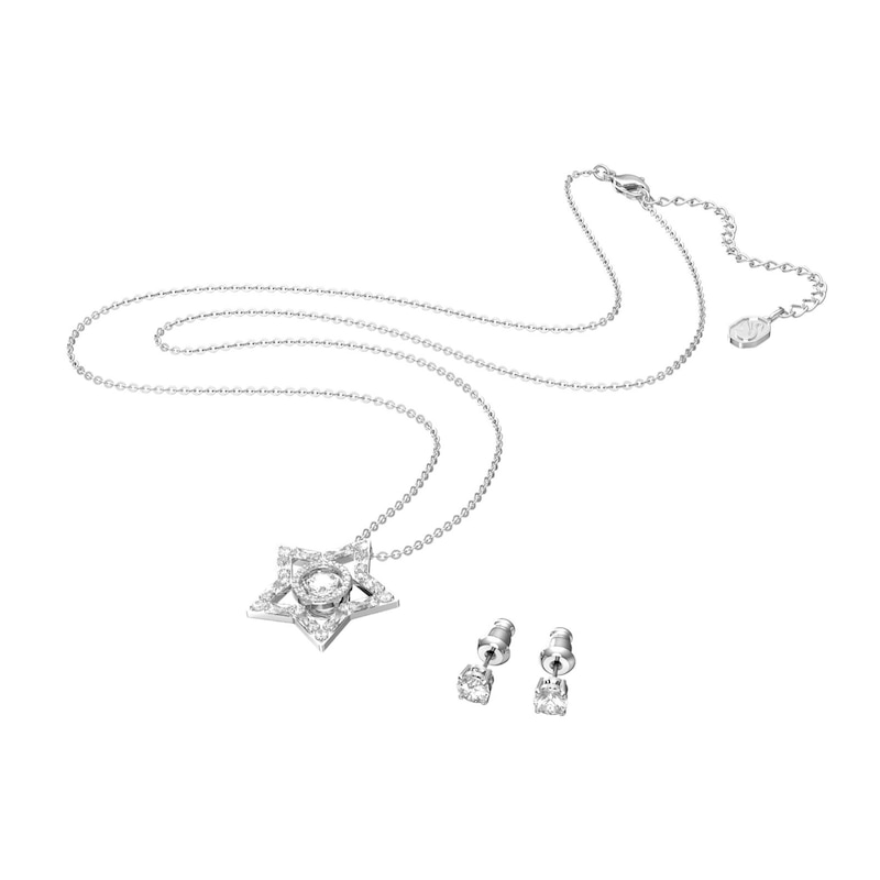 Main Image 1 of Swarovski Stella Rhodium-Plated Crystal Star Pendant Set