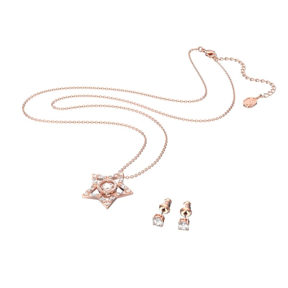 Swarovski Stella Rose Gold Plated Crystal Star Pendant Set