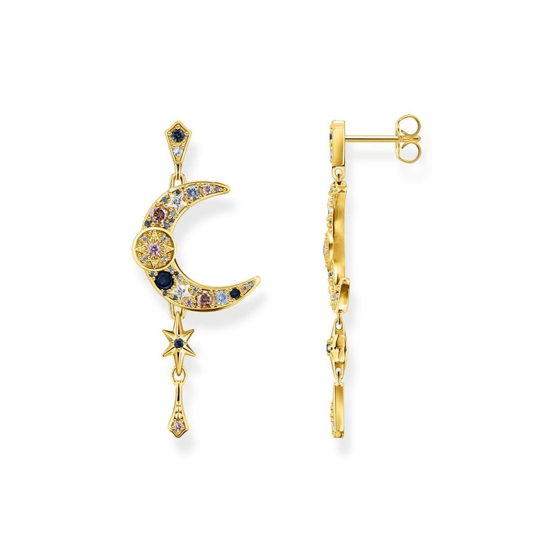 Thomas Sabo Magic Star Gold Plated Large Moon Earrings