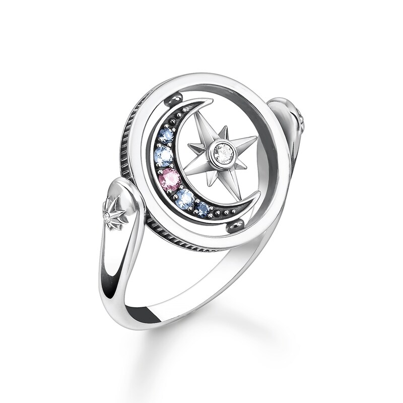 Thomas Sabo Magic Star Crystal Silver Moon Ring - Size P-Q